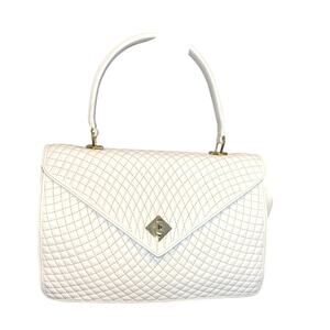 Bally White Quilted Leather Top Handle Bag